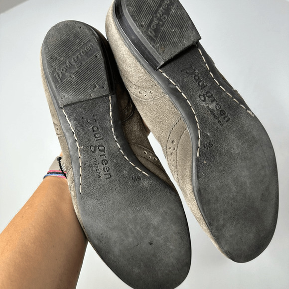 PAUL GREEN oxford round toe ballet flat leather gray womens size UK 5.5 US 8 - Picture 5 of 7